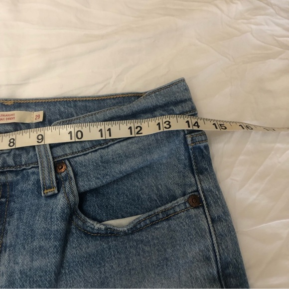 Levi’s Premium Ribcage Straight Ankle Jeans Size 29 Small Rip High waisted - Picture 11 of 14